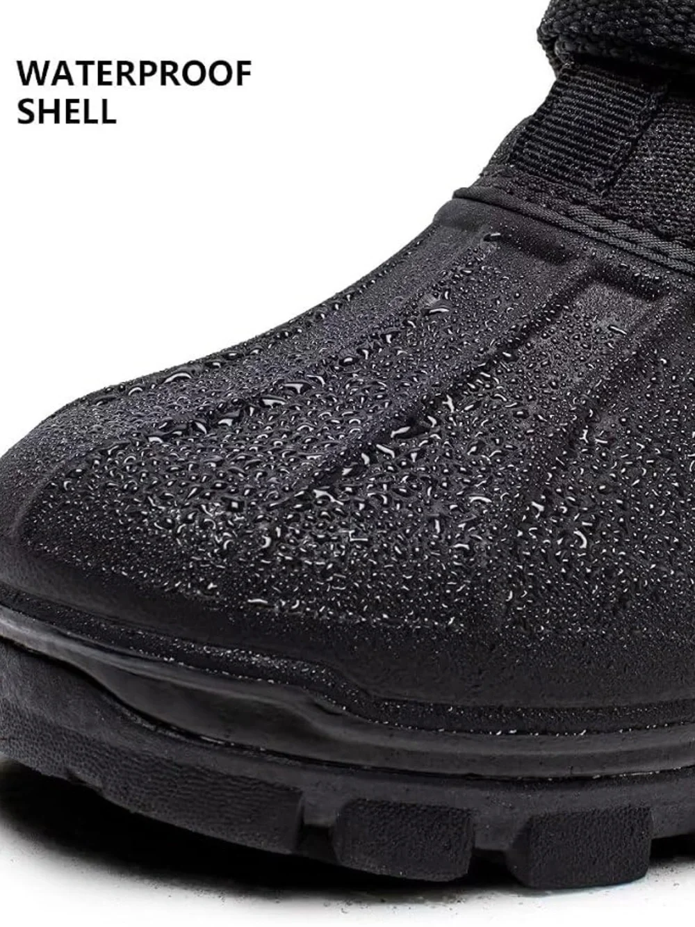 Hobibear Men’s Black Waterproof Snow Boots, Insulated Pull-On Winter Size 13